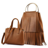 <bold>Bucket & Crossbody Bag Set <br>Vegan-Leather Handbag Brown - strapsandbrass.com