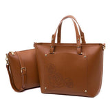 <bold>Tote & Crossbody Bag Set <br>Vegan-Leather Handbag Brown - strapsandbrass.com
