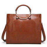 <bold>Tote  / Shoulder Bag  <br>Vegan-Leather Handbag Brown - strapsandbrass.com