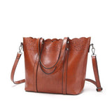 <bold>Tote / Shoulder Bag  <br>Vegan-Leather Handbag Brown - strapsandbrass.com