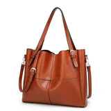 <bold>Tote / Shoulder Bag  <br>Vegan-Leather Handbag Brown - strapsandbrass.com