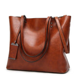<bold>Tote  / Shoulder Bag  <br>Vegan-Leather Handbag Brown - strapsandbrass.com