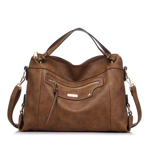 <bold>Hobo  / Tote Bag  <br>Vegan-Leather Handbag Brown - strapsandbrass.com