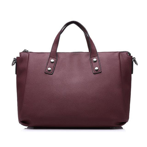 <bold>Tote / Shoulder Bag  <br>Vegan-Leather Handbag Burgundy - strapsandbrass.com