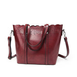 <bold>Tote / Shoulder Bag  <br>Vegan-Leather Handbag Burgundy - strapsandbrass.com