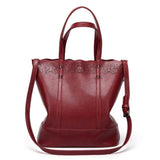 <bold>Tote / Shoulder Bag  <br>Vegan-Leather Handbag Burgundy - strapsandbrass.com