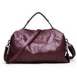 <bold>Tote / Shoulder Bag  <br>Vegan-Leather Handbag Burgundy - strapsandbrass.com