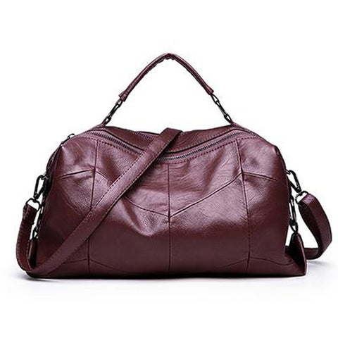 <bold>Tote / Shoulder Bag  <br>Vegan-Leather Handbag Burgundy - strapsandbrass.com