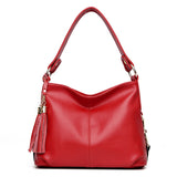 <bold>Hobo  / Tote Bag <br>Genuine-Leather Handbag Burgundy - strapsandbrass.com