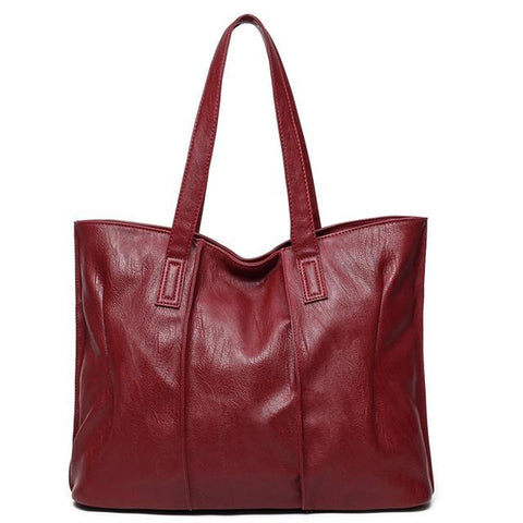 <bold>Tote / Shoulder Bag  <br>Vegan-Leather Handbag Burgundy - strapsandbrass.com