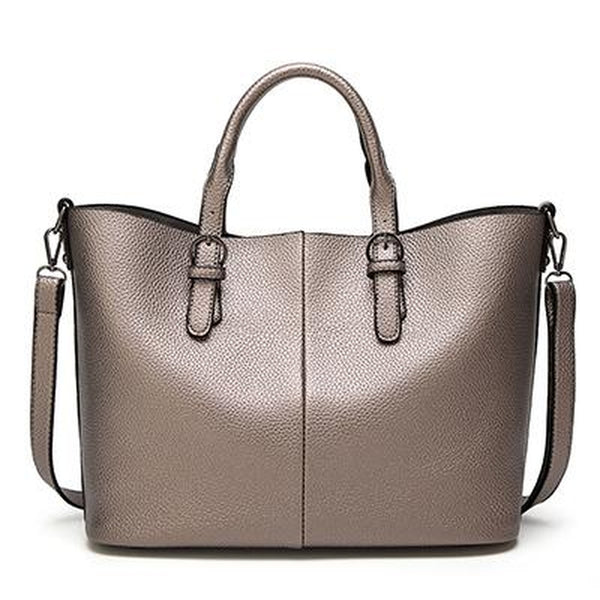 <bold>Tote  / Shoulder Bag  <br>Vegan-Leather Handbag Champagne - strapsandbrass.com