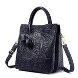 <bold>Bucket / Tote Bag <br>Genuine-Leather Handbag Blue - strapsandbrass.com