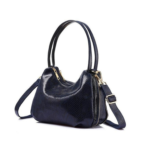 <bold>Hobo  / Tote Bag <br>Genuine-Leather Handbag Blue - strapsandbrass.com