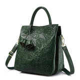 <bold>Bucket / Tote Bag <br>Genuine-Leather Handbag Green - strapsandbrass.com