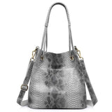 <bold>Bucket / Tote Bag <br>Genuine-Leather Handbag Gray - strapsandbrass.com