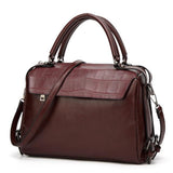 <bold>Top-Handle / Shoulder Bag  <br>Vegan-Leather Handbag Dark Red - strapsandbrass.com