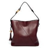 <bold>Bucket / Shoulder Bag <br>Vegan-Leather Handbag Dark Red - strapsandbrass.com