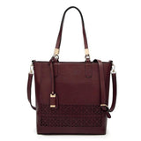 <bold>Tote / Shoulder Bag  <br>Vegan-Leather Handbag Dark Red - strapsandbrass.com
