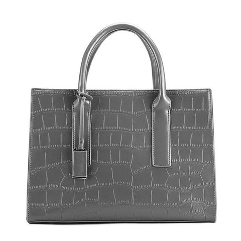 <bold>Tote / Shoulder Bag <br>Vegan-Leather Handbag Gray - strapsandbrass.com