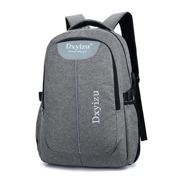 Backpack USB Charging <br> Canvas Backpack Gray - strapsandbrass.com