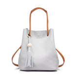 <bold>Bucket / Crossbody Bag <br>Genuine-Leather Handbag Gray - strapsandbrass.com