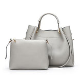 <bold>Tote & Crossbody Bag Set <br>Vegan-Leather Handbag Gray - strapsandbrass.com