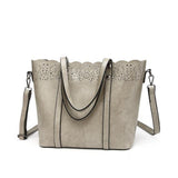 <bold>Tote / Shoulder Bag  <br>Vegan-Leather Handbag Gray - strapsandbrass.com