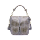 <bold>Bucket / Tote Bag <br>Genuine-Leather Handbag Gray - strapsandbrass.com