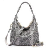 <bold>Hobo  / Tote Bag <br>Genuine-Leather Handbag Gray - strapsandbrass.com