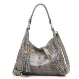 <bold>Hobo / Tote Bag <br>Genuine-Leather Handbag Gray - strapsandbrass.com