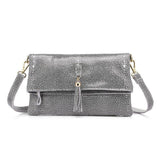 <bold>Crossbody / Shoulder Bag <br>Genuine-Leather Handbag Gray - strapsandbrass.com