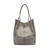 <bold>Bucket / Tote Bag <br>Genuine-Leather Handbag Gray - strapsandbrass.com