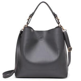 <bold>Bucket / Tote Bag  <br>Vegan-Leather Handbag Gray - strapsandbrass.com