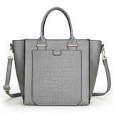 <bold>Tote / Shoulder Bag  <br>Vegan-Leather Handbag Gray - strapsandbrass.com