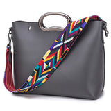 <bold>Tote / Shoulder Bag  <br>Vegan-Leather Handbag Gray - strapsandbrass.com