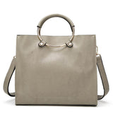 <bold>Tote  / Shoulder Bag  <br>Vegan-Leather Handbag Gray - strapsandbrass.com