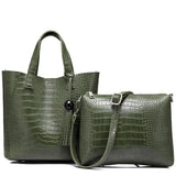 <bold>Tote & Crossbody Bag Set <br>Vegan-Leather Handbag Green - strapsandbrass.com