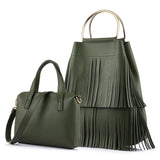 <bold>Bucket & Crossbody Bag Set <br>Vegan-Leather Handbag Green - strapsandbrass.com