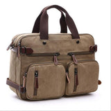 <bold>Laptop / Messenger Bag  <br>Canvas Handbag Khaki - strapsandbrass.com