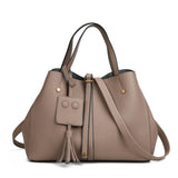 <bold>Tote / Shoulder Bag <br>Vegan-Leather Handbag Khaki - strapsandbrass.com