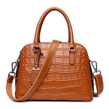 <bold>Top-Handle / Crossbody Bag <br>Genuine-Leather Handbag Brown - strapsandbrass.com