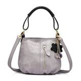 <bold>Bucket  / Tote Bag <br>Genuine-Leather Handbag Gray - strapsandbrass.com