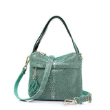 <bold>Bucket / Crossbody Bag <br>Genuine-Leather Handbag Green - strapsandbrass.com