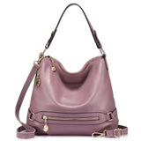 <bold>Hobo  / Tote Bag <br>Genuine-Leather Handbag Purple - strapsandbrass.com