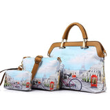 <bold>Tote Crossbody Bag & Purse Set <br>Canvas & Vegan-Leather Handbag Pink Bicycle - strapsandbrass.com