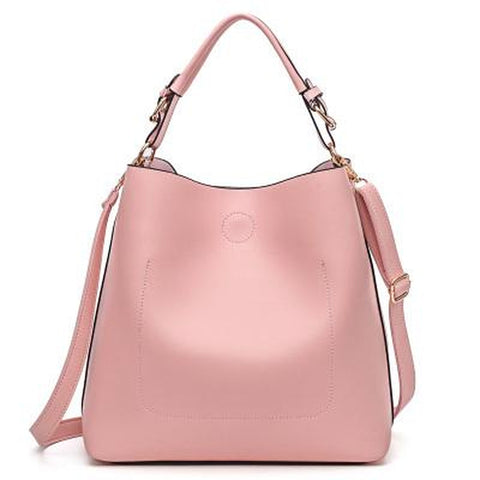 <bold>Bucket / Tote Bag  <br>Vegan-Leather Handbag Pink - strapsandbrass.com