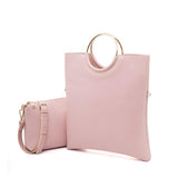 <bold>Tote & Crossbody Bag Set <br>Vegan-Leather Handbag Pink - strapsandbrass.com