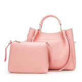 <bold>Tote & Crossbody Bag Set <br>Vegan-Leather Handbag Pink - strapsandbrass.com