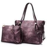 <bold>Tote & Crossbody Bag Set <br>Vegan-Leather Handbag Purple - strapsandbrass.com