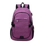 Backpack USB Charging <br> Canvas Backpack Purple - strapsandbrass.com